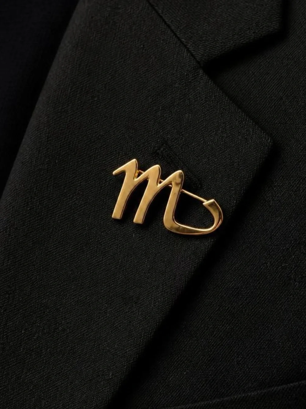 Gold Initial M Brooch